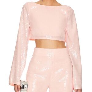 Cropped Sequin Light Pink REVOLVE Top